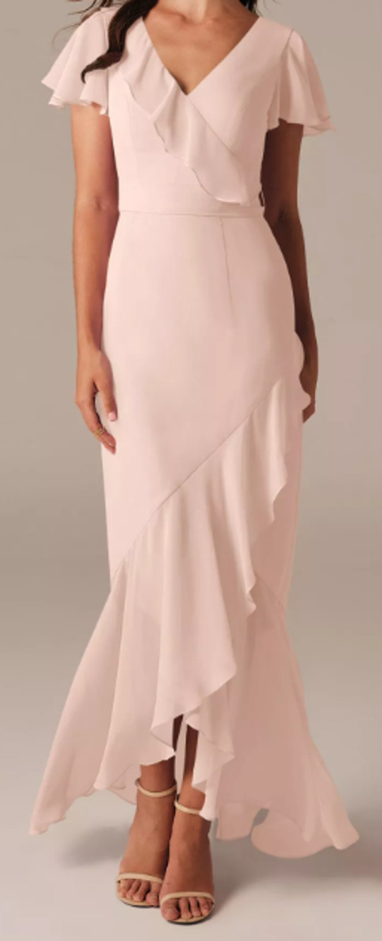 AW BRIDAL 6 S pearl pink chiffon Celia bridesmaid formal party maxi dress b22